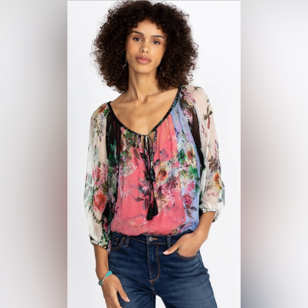 Johnny Was Ladies Gisele NWOT Multicolor Floral Peasant Blouse Size XL